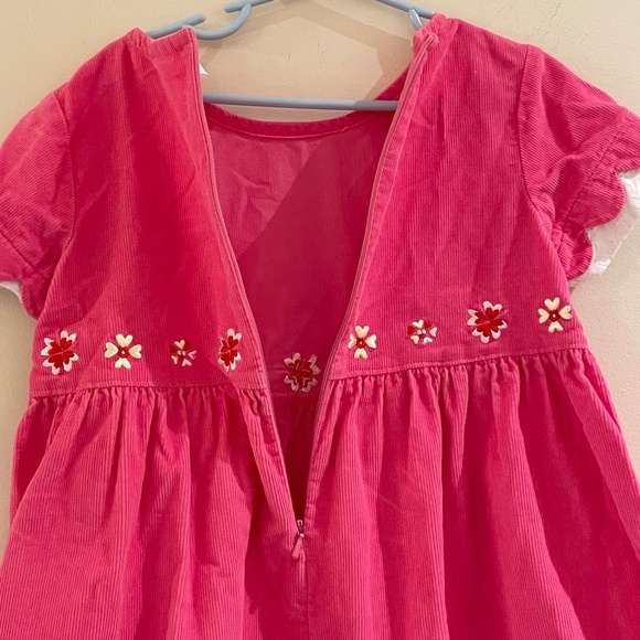 Hanna Andersson Pink Corduroy Girl size 5 Dress Embroidery Flowers Short Sleeve - Picture 7 of 10